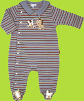le top Giddy Up Footed Stripe Cover with Horse Appliques