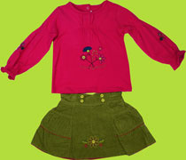 le top Alpine Garland Long Sleeve Smocked Top and Corduroy Skirt/Short