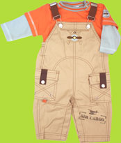 le top Airplane Canvas Overall and Double Sleeve Shirt