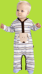 Adorale Puppy Pocket Hooded Stripe Coverall 