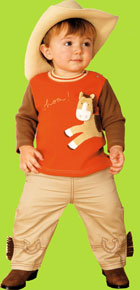 le top Whoa! Pony applique shirt and twill pant set