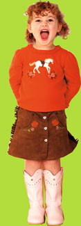 le top Pony and Roses Shirt and Faux Suede Skirt Set