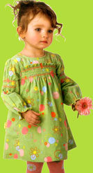 le top Dots Corduroy Dres with Smocking