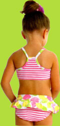 back view of le top citrus pink lemonade 2 pc tankini swimsuit w/skirt