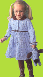 le top playful pupts corduroy dress with matching tights and purse