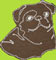 Mim-pi Brown Silver thread Dog Embroidery