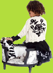 Mim-pi Off White and Black Knitted Cardigan w/Rose