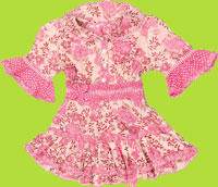 Mim-Pi Pink Floral Shirt with Ruffles and Tieres