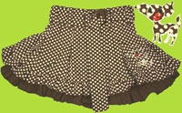 Mim-pi Brown Polka Dot Skirt with Dog Emboridery