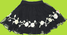 mim-pi Black Tulle Skirt with White Yarn Embroideries