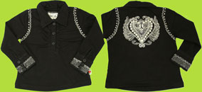 Mim-pi Black Shirt with White Embroideries
