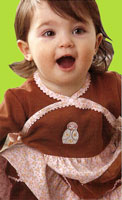 rabbit moon endearing dress with russian doll applique