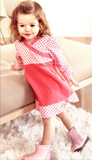 rabbit moon Lotus Print Dress w/Frech Rose Skirt for Infant Girls