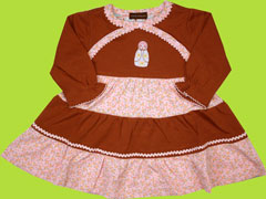 rabbit moon endearing dress with russian doll applique