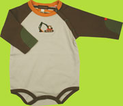 Tractor Grey Bodysuit with Espresso Sleeves
