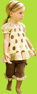 Rabbit Moon "Cupcake" Dot Short Dress w/Smocking 