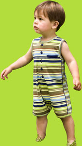 Rabbit Moon "Radius" Striped Sleeveless Romper 