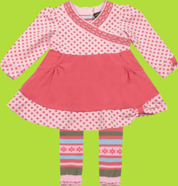 rabbit moon Lotus Print Dress w/Frech Rose Skirt and matching Tights