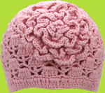 Hand Crochet Baby Hat Light Pink Crochet Hat w/Flower