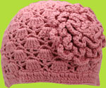 Hand Crochet Baby Hat Dusty Rose Crochet Hat w/Flower 