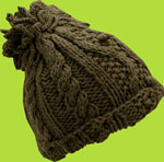 2 H Hand Knits Dark Olive Cable Knit Children's Hat
