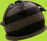 Hand Knit Baby Hat 2 H Hand Knits Charcoal Grey and Black Stripe Children's Hat With Fringed Crown 
