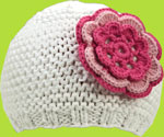 White Hat w/Hot Pink Flower