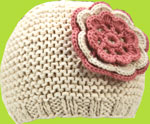 Natural Hat w/Dusty Rose Flower