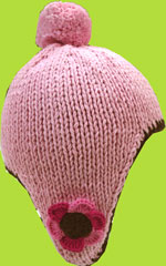 2 H Hand Knits Light Pink Ear Flap Hat w/Flower $20.00. 
