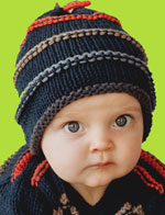 2 H Handknits Indigo 4 Color Block Boy Hat
