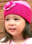 Pink and Fuchsia Hand Knit Baby Hats w/Flower