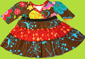 Beary Basics Chocolate and Red Ruffle Dress