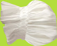 White Smocked Open Back Baby Bonnet with White Rosebuds on Top
