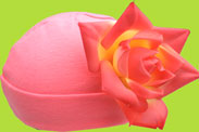 Bubble Gum Pink Hat with Pink and Yellow Rose 