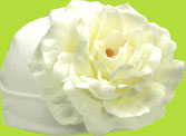 Blossom Babies White Baby Hat w/White Large Full Rose