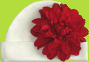 Blossom Babies White Baby Hat w/Red Dahlia Flower