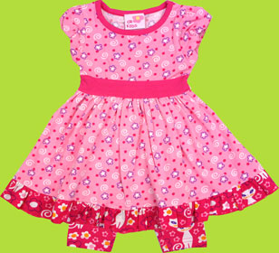 CR Kids Kitty Babydoll Dress with Fuchsia Waist