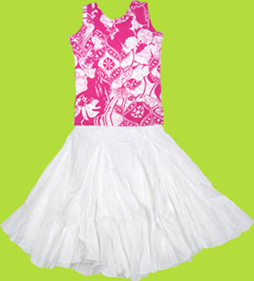 CR Kids Fuschia/White Large Flower Tank and White w/Godets Skirt 