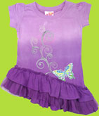 CR Kids Purple Dip Dye Butterfly Ruffle Tier Hem Top 