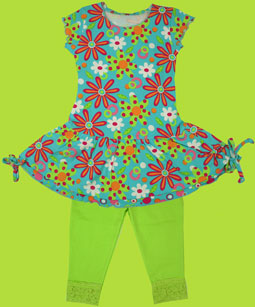 CR Kids Turquoise Drop Waist Flower Print Dress