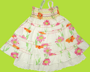 CR Kids Floral Tiered  Dress with Smocked Top