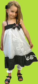 CR Kids Black and White Polka Dot Dress w/Bow 