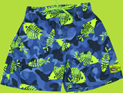 CR Kids Plaid Fish Navy Camo Skeleton Fish Trunks