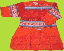 clayeux red knit dress with floral skirt