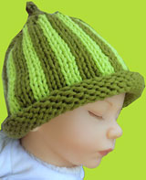 Hand Knit Melon Green Baby Hat 