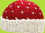 Hand Knit Mushroom Baby Hat in Red and Ivory