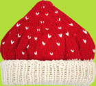 Hand Knit Baby Hat Red Mushroom with Ivory Accents 