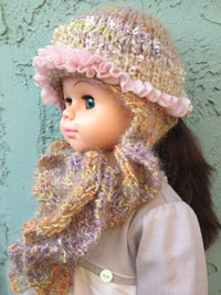 Pink Ruffle Brim Hand Knit Baby Photo Prop Baby Hat