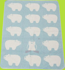 David Fussenegger Jade Blue Polar Bears Juwel Cotton Flannel Blanket 
