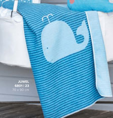 David Fussenegger Turquoise Whale Thin Stripes Cotton Flannel Blanket